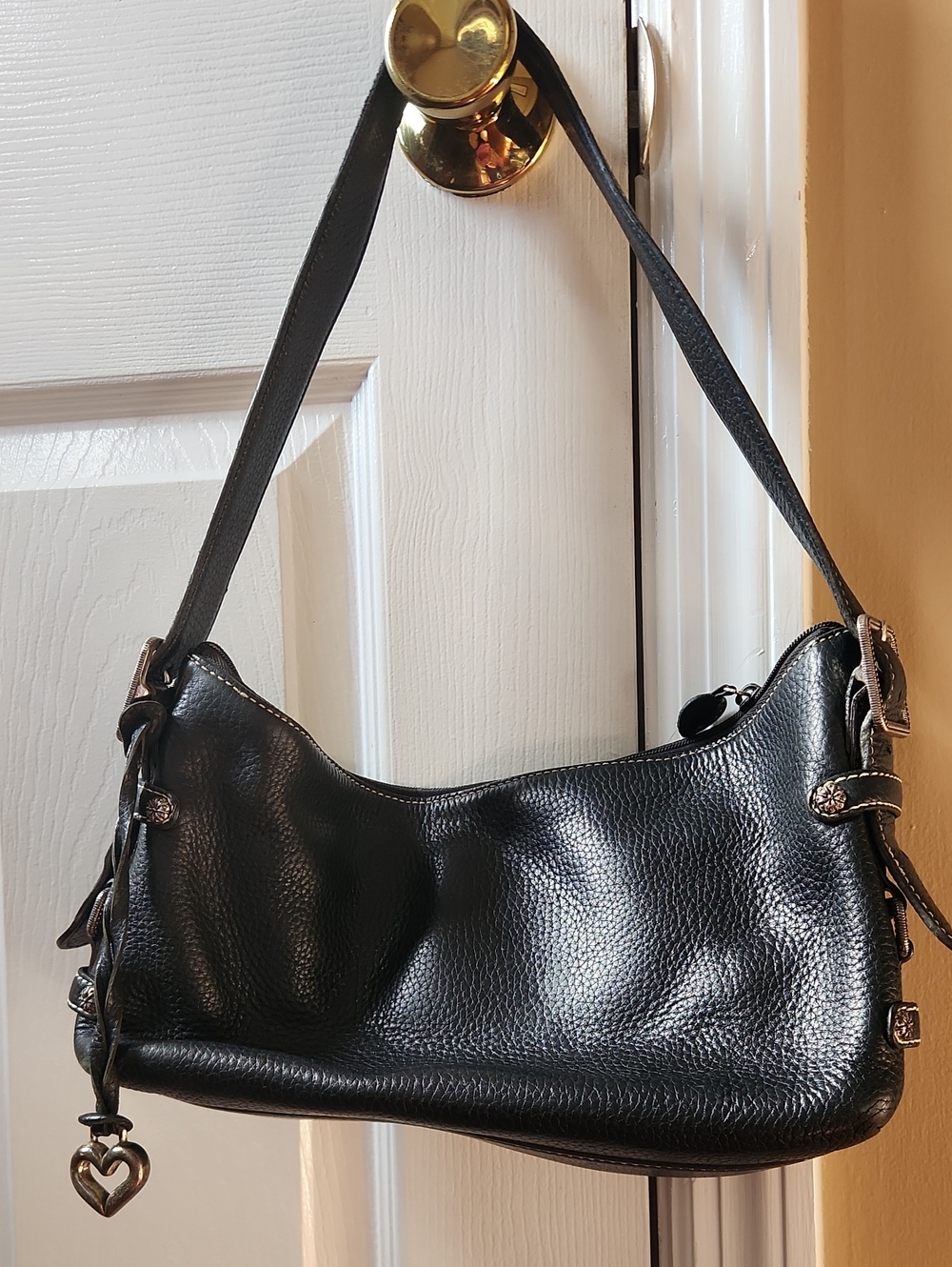 Brighton Black Pebbled Leather Shoulder Bag